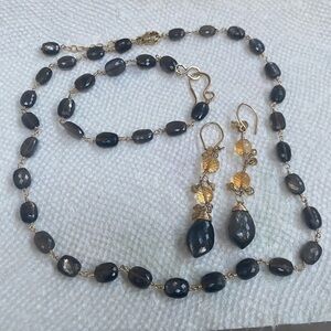 🌑Black Moonstone and Citrine Jewelry Set🌑
